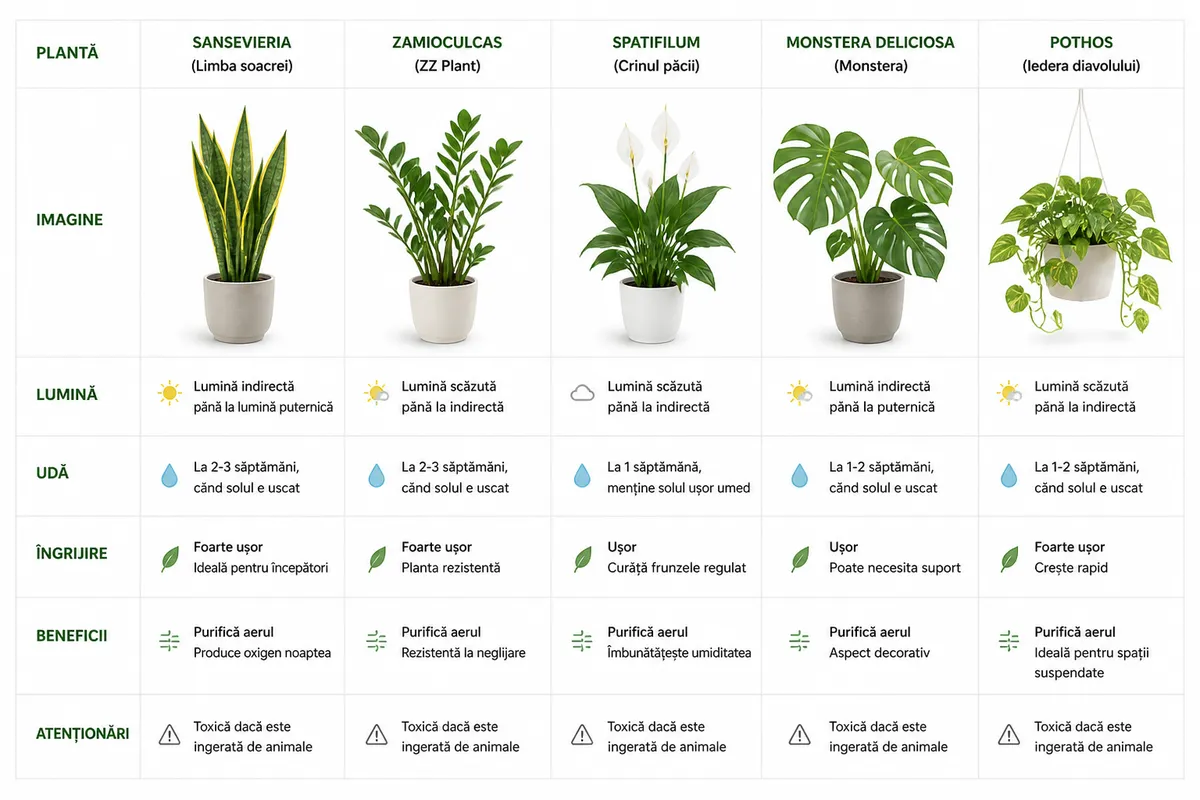 comparatie plante interior vara rezistenta caldura