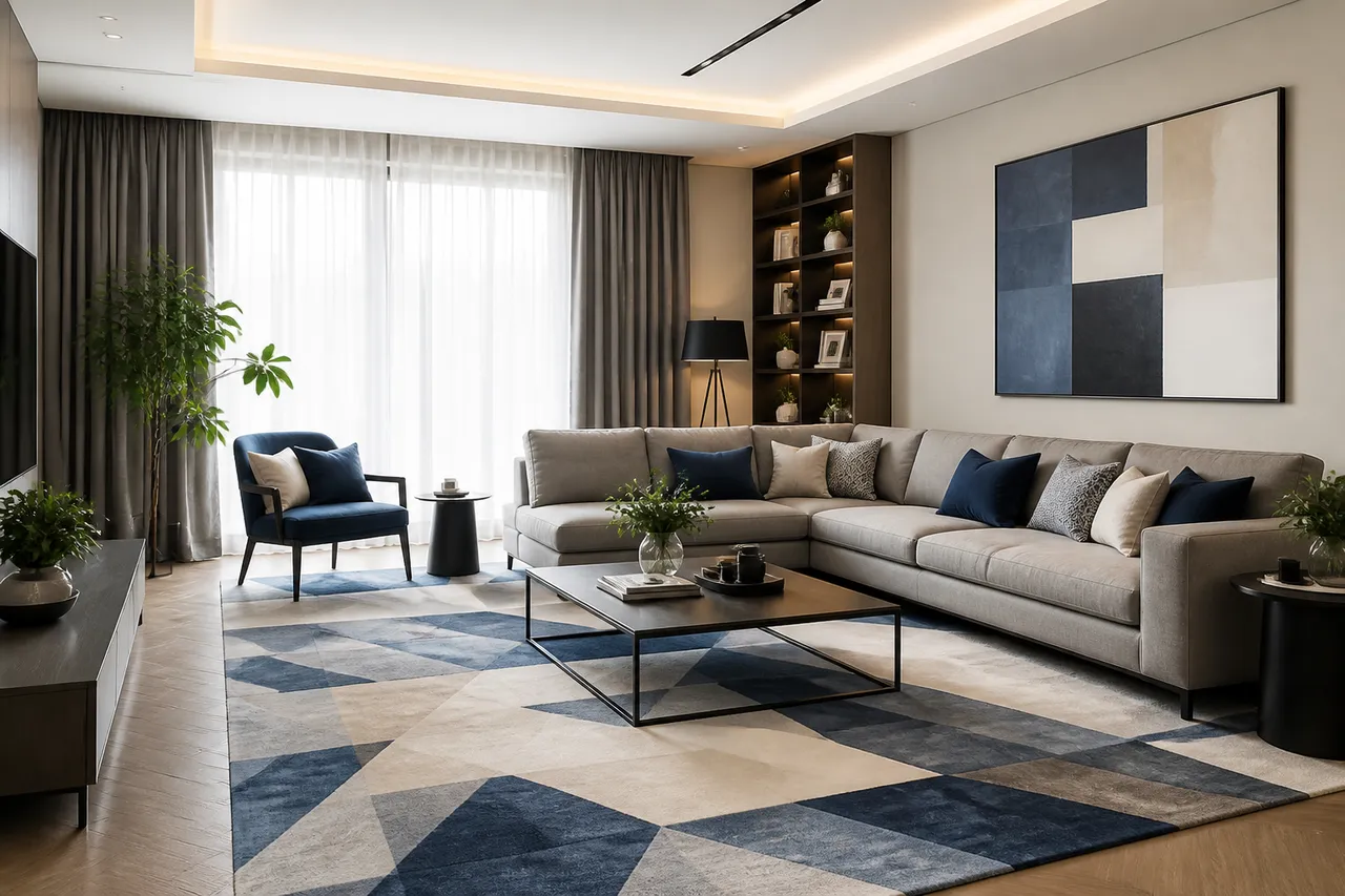 covor living model geometric modern