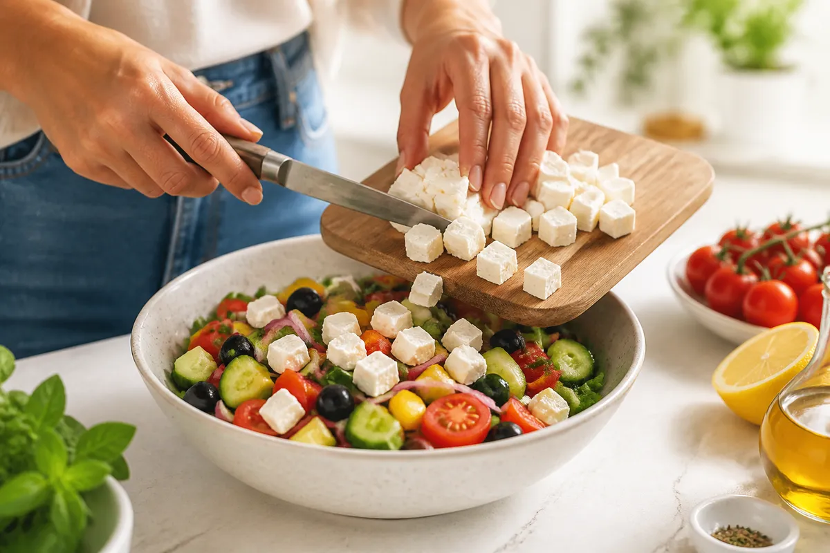 cum se pune brânza în salată de vară