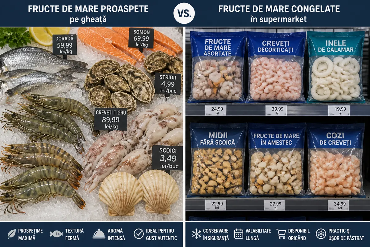 fructe de mare proaspete vs congelate vara
