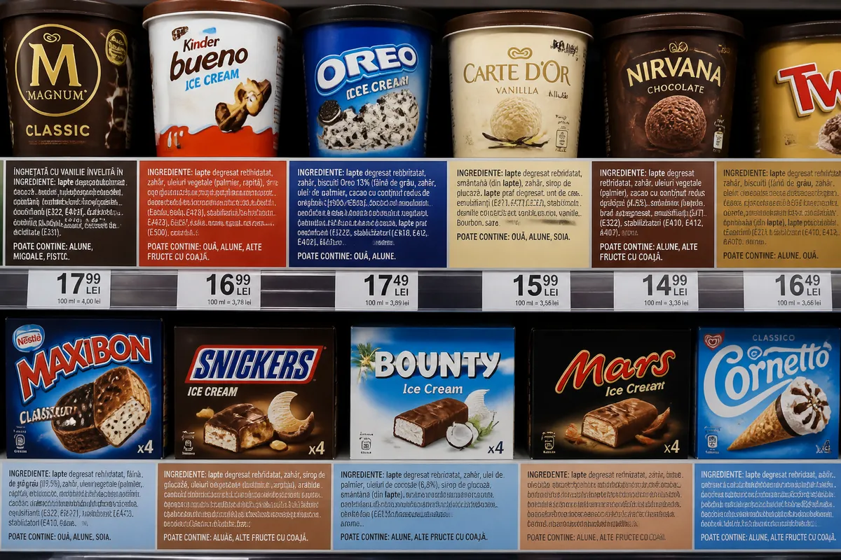 ingrediente înghețată comercială supermarket