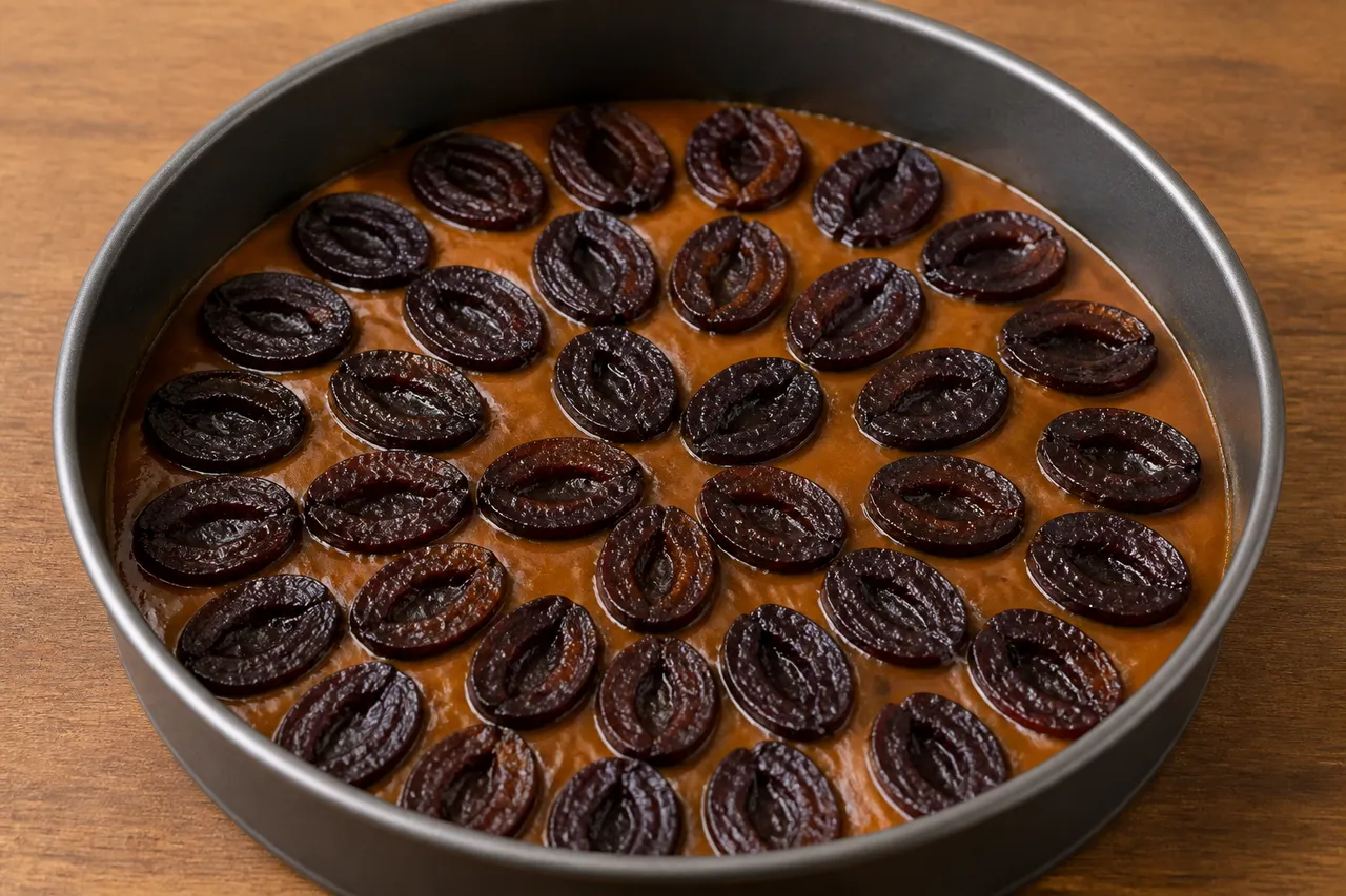 prune caramelizate pentru prăjitură răsturnată