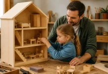 Casa de păpuși construită pentru joacă sigură și creativă Casa de păpuși construită pentru joacă sigură și creativă