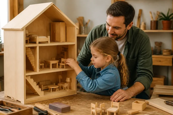 Casa de păpuși construită pentru joacă sigură și creativă Casa de păpuși construită pentru joacă sigură și creativă