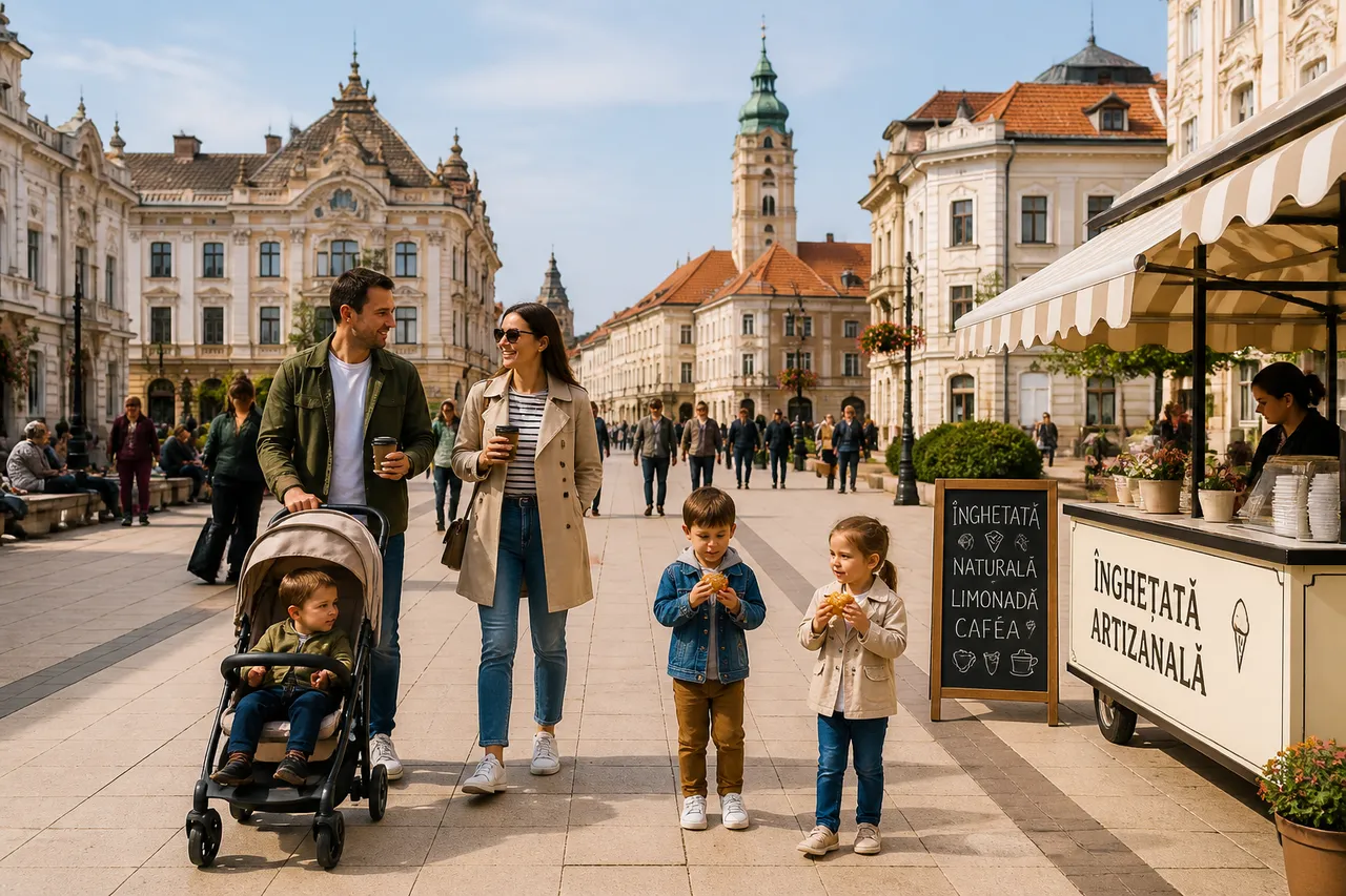 plimbare în centrul Oradei cu copii mici