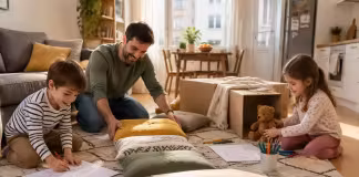 Apartamentul mic devine loc de joacă prin activități simple fără ecrane